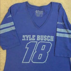 Nascar Kyle Busch #18 3/4 Sleeve Vneck T-shirt